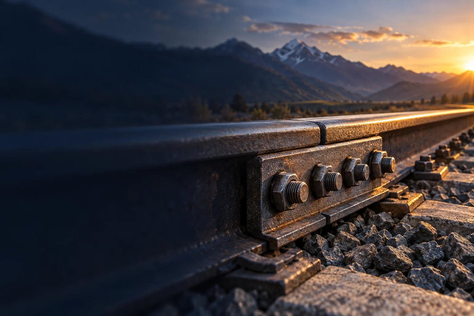 Detalle ilustrativo de pernos y tuercas en una unión ferroviaria